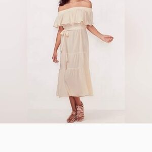 Elegant Off-Shoulder Cream Dress